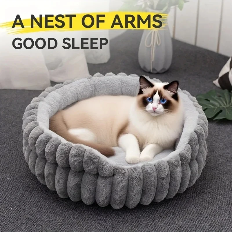 Weiches und bequemes Katzen- und Hundebett, geeignet für alle Jahreszeiten, geeignet für kleine, mittelgroße und große Katzen, Haustierbett mit rutschfestem Boden.