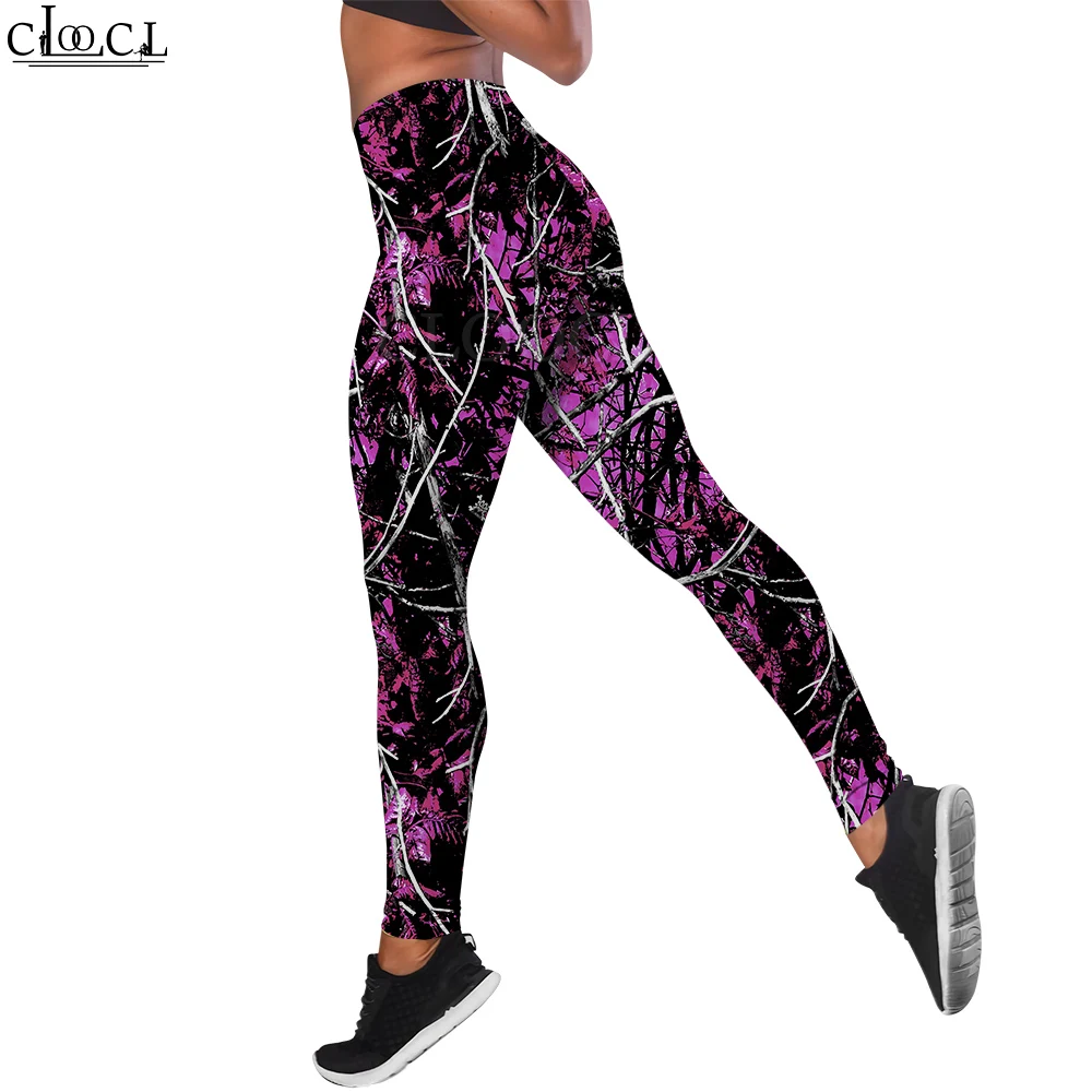 CLOOCL Frauen Fitness Leggings Push-Up Jogging Yoga Gym Hose Hohe Taille Mode 3D Psychedelic Jagd Wald Print Leggings