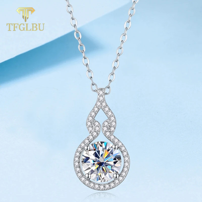 

TFGLBU Cute Pass Test 2CT 100% Moissanite Necklace for Women Elegant Lab Diamond Chain Wedding Gift 925 Sterling Silver Jewelry