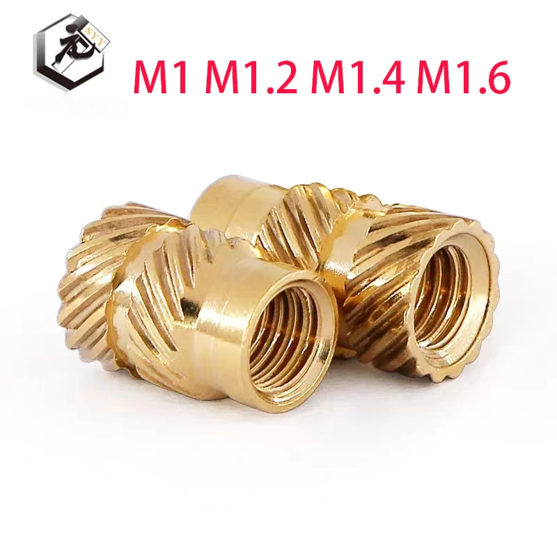 100pcs M1 M1.2 M1.4 M1.6 M1.7 Brass Hot Melt Insert Knurled Nut Double Twill Injection Embedment Nut For 3D Printer Computer