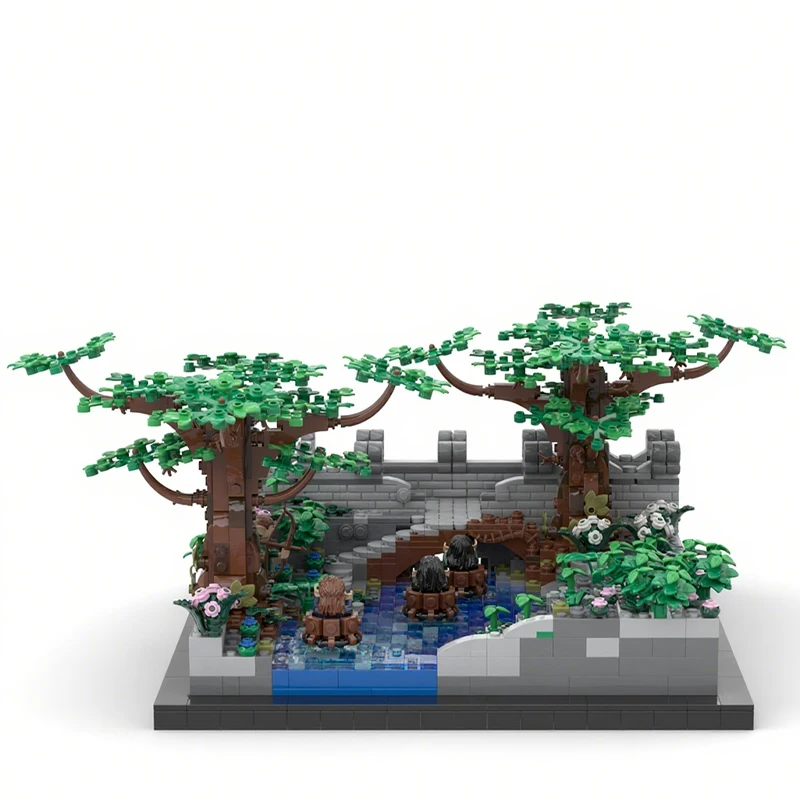 1688pcs MOC Hobbit Barrel Chase Scene Hobbit Lord Rings Model Toy Building Blocks Architecture Christmas Gift Birthday Idea DIY