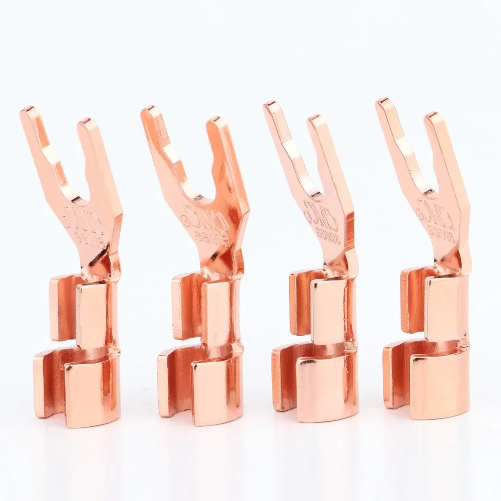 CMC 6005 Messing mit verkupfertem Lautsprecher-Y-Flachstecker, Gabelstecker für Audio-Lautsprecherkabel