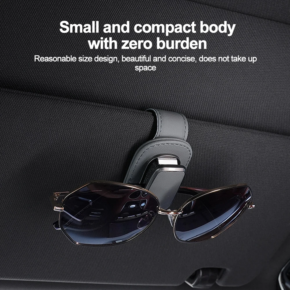 Universal Car Sunglasses Holder Magnetic Eyeglass Hanger Clip Magnetic Leather Eyeglass Hanger Clip Car Accessories image 2