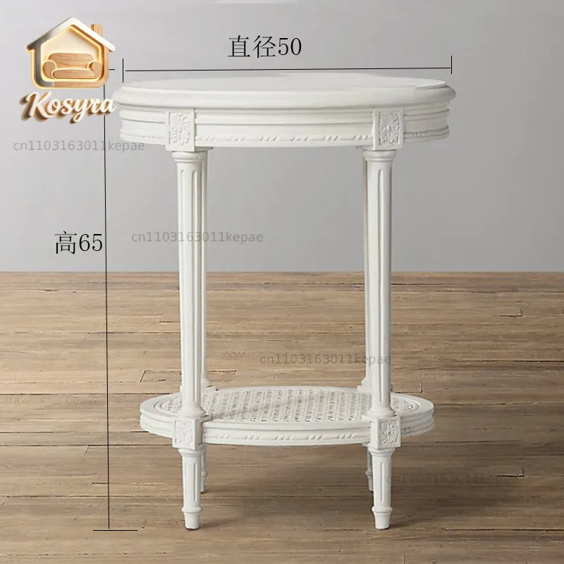 French Country Solid Wood Carving Flower Sofa Edge A Few American Simple Round Decoration Corner A Few Sales Department