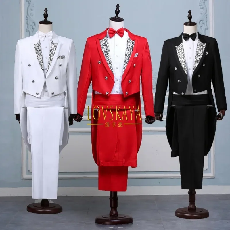 Magician Stage Performance Tailcoat Conjunto, Vestido, Comando, Barbeiro, Homem, Comandante