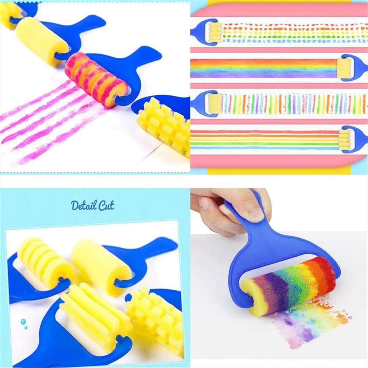 

(ABLP) Kids Paint Brushes Set, 12 Pack Washable Sponge Painting Brushes, Early Learning Sponge Painting Tools