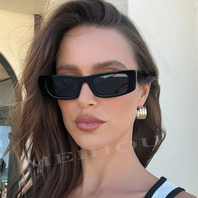 2024 Trend Small Square Black Sunglasses For Women Fashion Luxury Brand Rectangle Sun Glasses Ladies Oval Shades Eyewear UV400