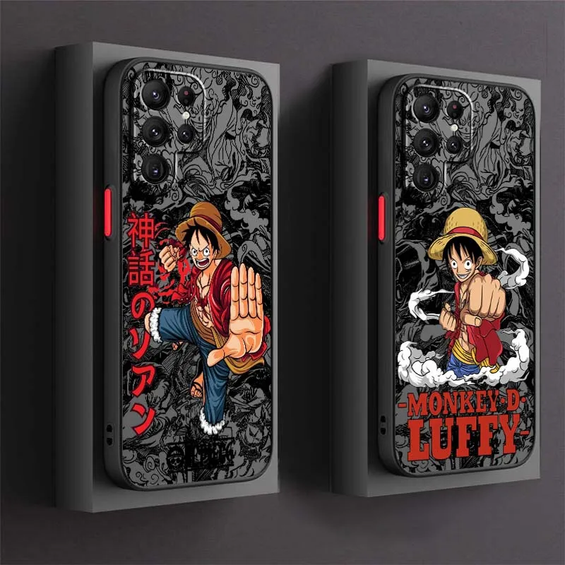 

Anime Design One Piece D. Luffy For Samsung Galaxy S25 S24 S23 S22 S21 S20 S10 S9 Ultra FE 5G Frosted Translucent Phone Case