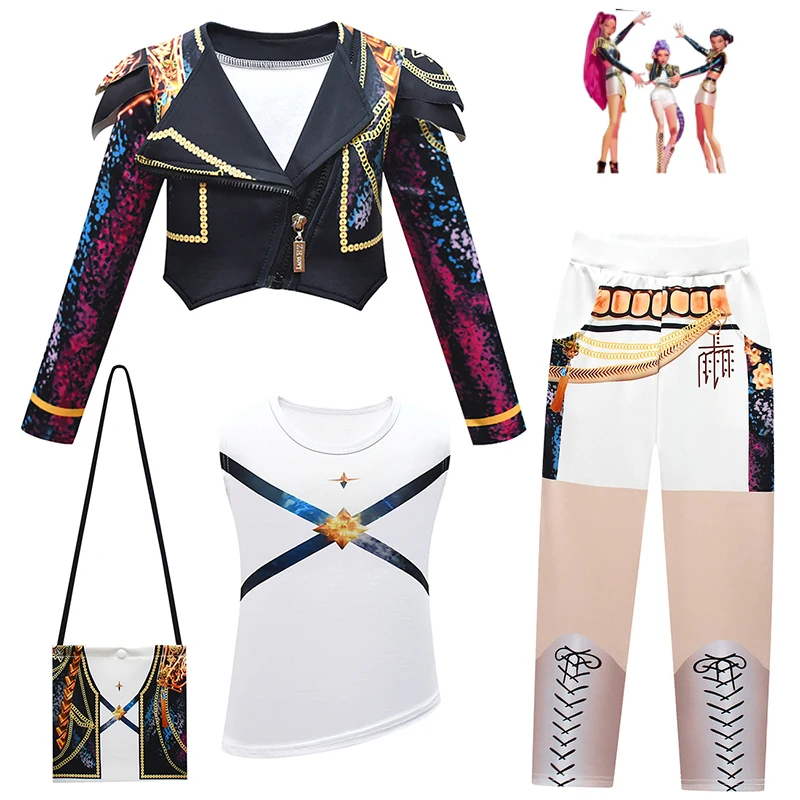 

Костюм для косплея из фильма Kpop Mira для девочек, детский костюм охотника на демонов Zoey Rumi, карнавальная одежда для шоу, детский комплект охотничьей рукоделия для девочек