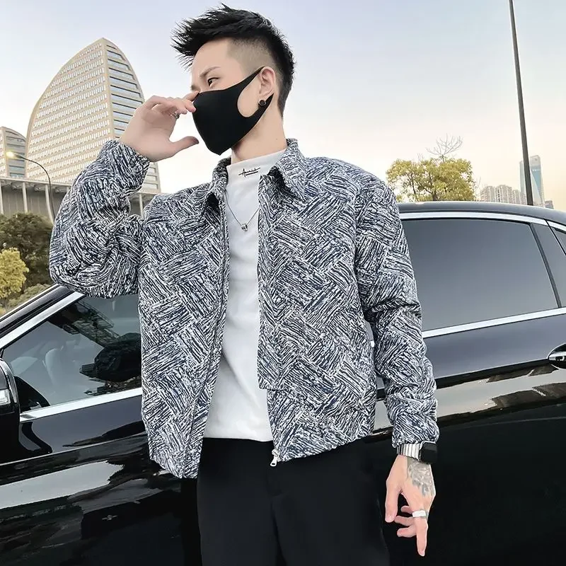 

​Fall Winter 2025 Men's Cropped Collared Jacket Edgy Streetwear Blazer for Casual Outfits​