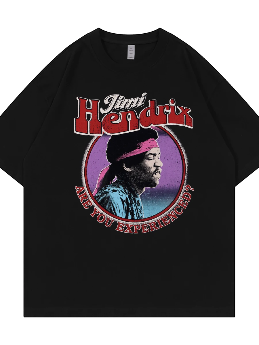  Portrait Rock Guitarist Vintage American Loose Fit round Neck Short Sleeve T-Shirt Pure Cotton Breathable Casual...
