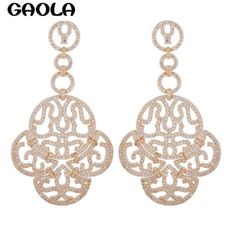 

GAOLA New Arrival Exaggerate Vintage Style White Gold Color Austria Crystal Dangle Drop Earrings for Woman hot saleGLE5271