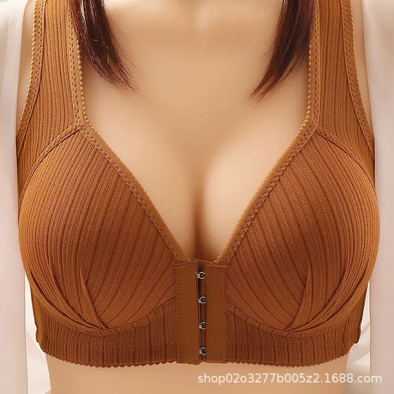 

Front button anti-sag push-up bra Retraction breast No underwire no magnetic women's bra Sexy plus-size thin underwear