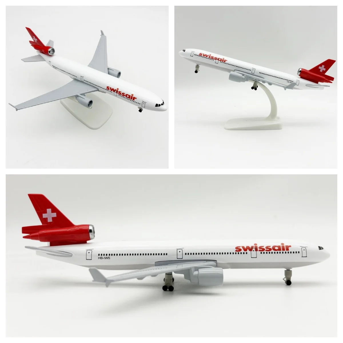 

20CM Scale Plane Alloy Swiss Airlines MD-11 airplane toy Model Classic Finished Static Collectible Aircraft Ornament Gift Displa