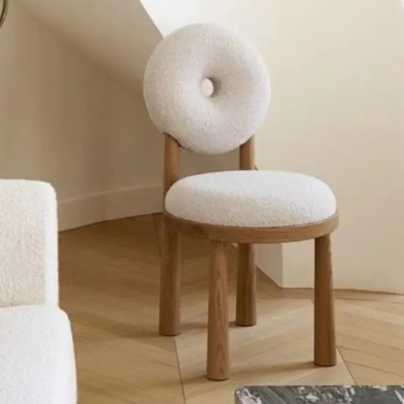 Nordic Creative Donut Lamb Velvet Backrest Chair Modern Home Dining Chair Living Room Bedroom Simple Makeup Chair Leisure Chairs