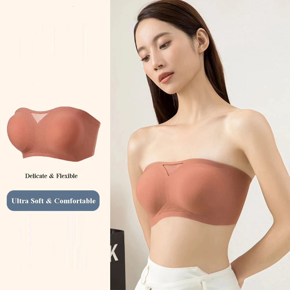Strapless Bra for Woman Wire Free Latex Invisible Bras Wire Free Back Closure Seamless Invisible Lingerie Sexy Ladies Bralette
