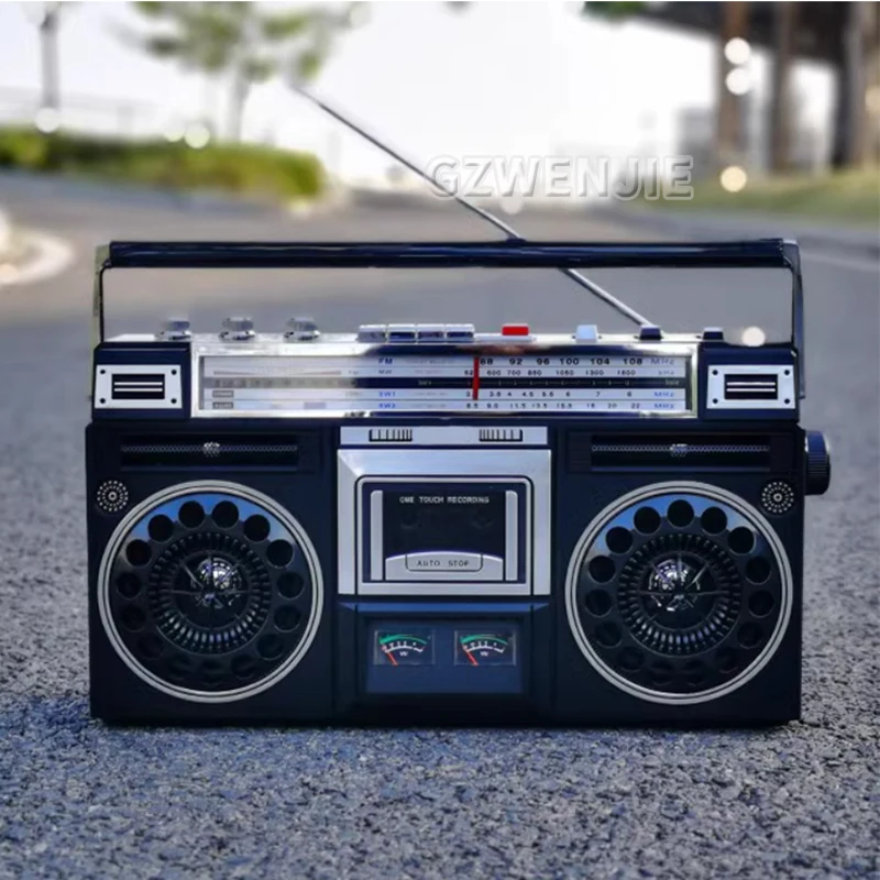 Portable Vintage Retro USB AM/FM/SW Multiband Radio Stereo Wireless Bluetooth Boombox Mp3 Audio Cassette Tape Player Recorder