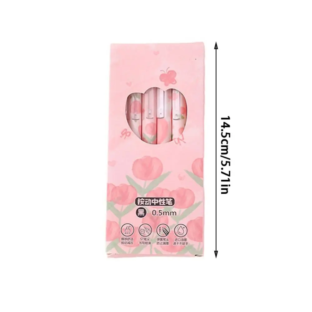 6 قطعة/صندوق جديد الوردي توليب هلام القلم سعة كبيرة ST بنك الاستثمار القومي قلم حبر أسود التجفيف السريع 0.5 مللي متر الصحافة القلم طالب