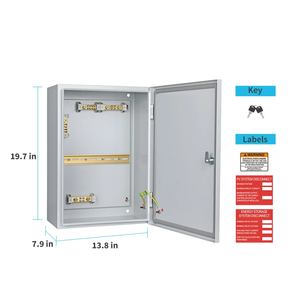 Renogy 200 Amp DC Circuit Breaker Box for Off-Grid Solar System Home RV Trailer Marine IP54 Rated w/Built-in DIN Rail Labels