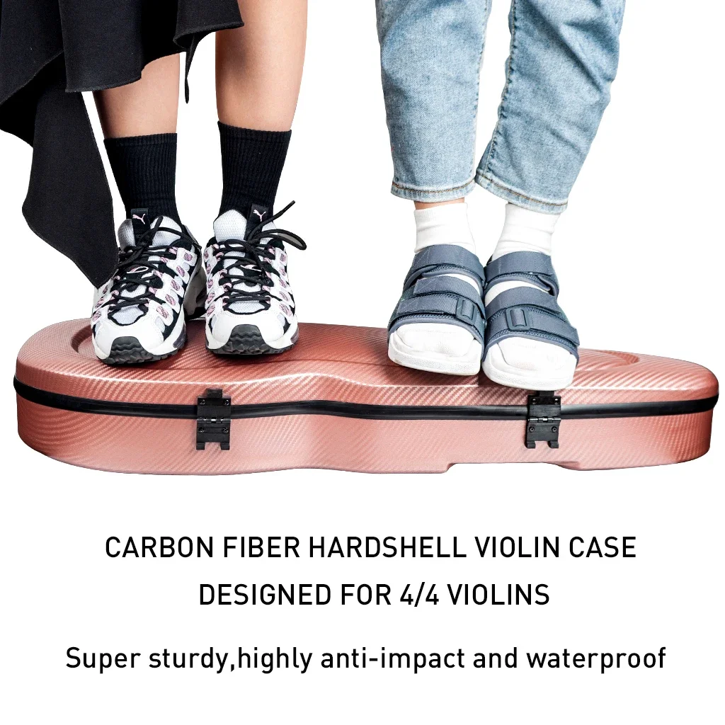 Violin Case 4/4 Carbon Fiber Glass Strong Handle and Thick Padded, Deep Plush Liner for Acoustic Electric Violins