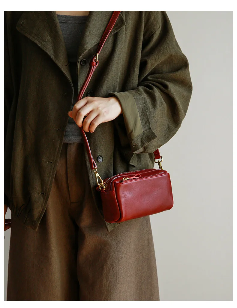 Modische, handgefertigte Damen-Umhängetasche aus echtem Leder, ideal für Wochenendausflüge, luxuriöse Qualität, hochwertige Rindsledertasche. – Detail 11