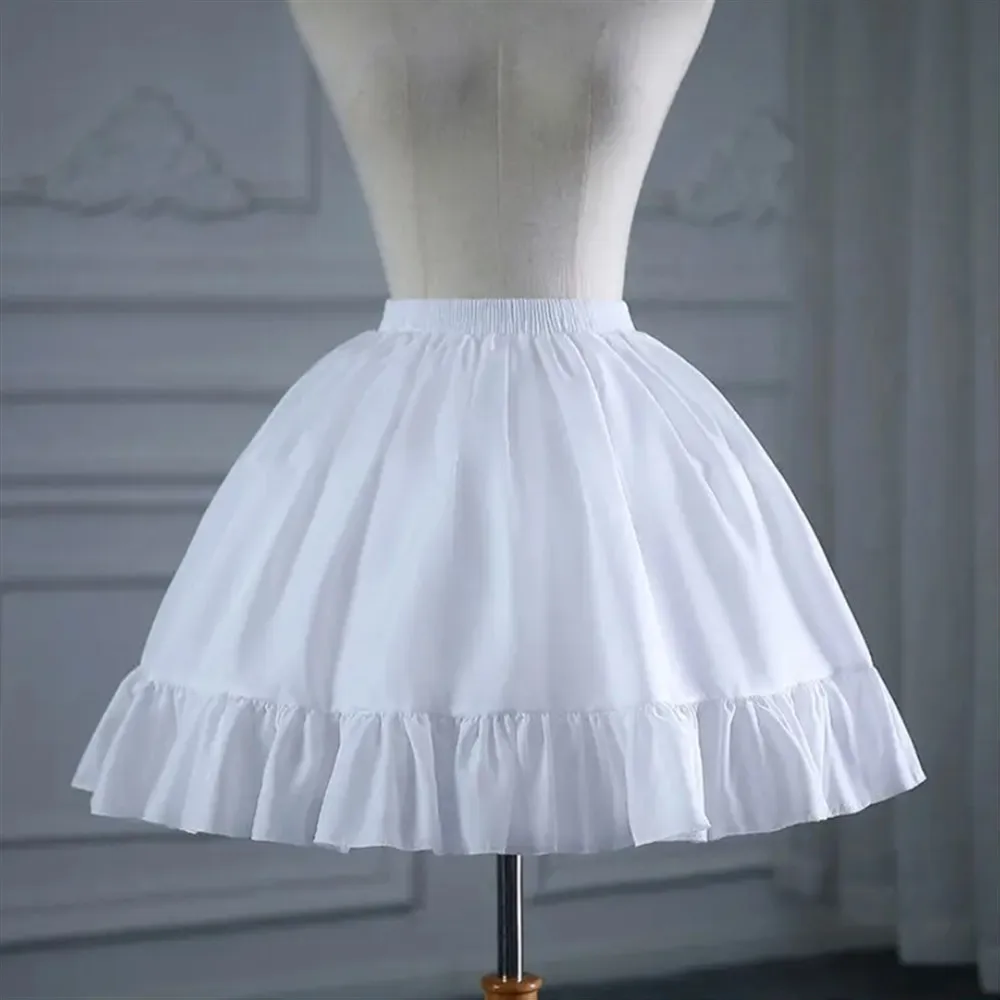 

Women Girls Ruffled Short Cosplay Petticoat Solid Fluffy Bubble Tutu Skirt Puffy Half Slip Prom Crinoline Underskirt 2 Hoop