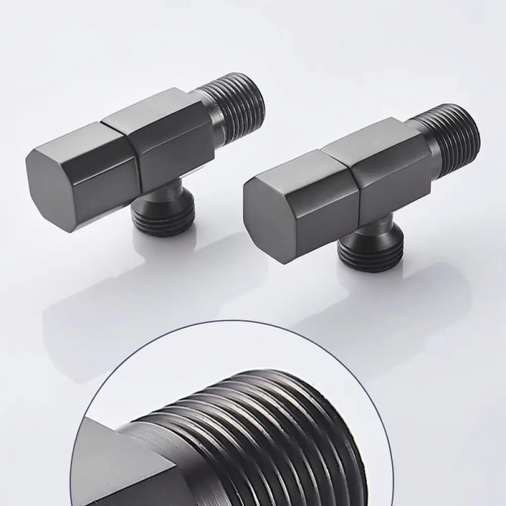 Durable Solid Brass Corner Stop Valve Gunmetal Gray Surface Water Flow Control Valve For Bathroom Basin Toilet