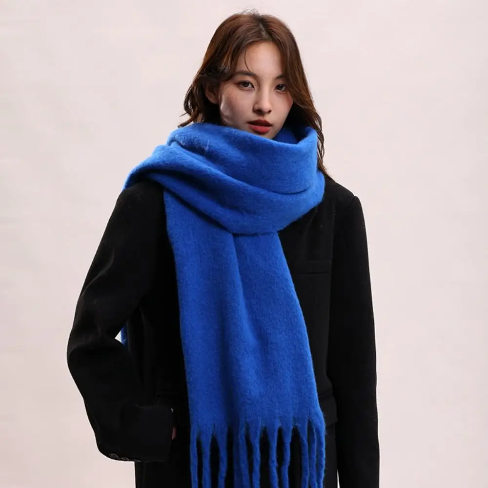 

Retro Mohair Winter Wool Scarf Tassel Plush Winter Cashmere Scarves Warm Korean Style Long Shawl Student