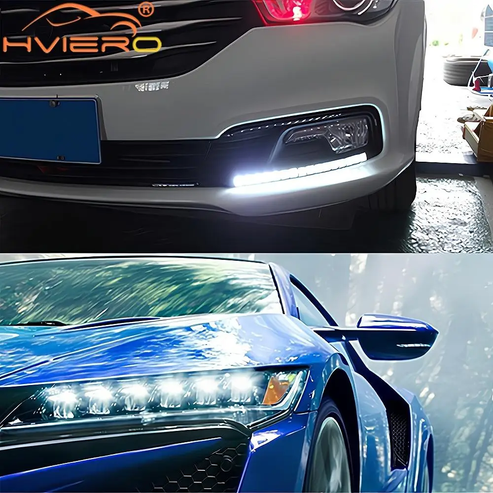 2 pçs carro led drl luz de circulação diurna flexível led branco à prova dwaterproof água condução nevoeiro lâmpadas aviso estilo auto tronco