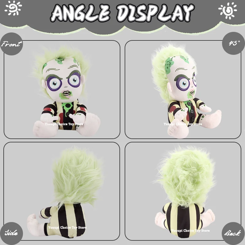 Beetlejuice 2 Plush Beetlejuice in Striped Suit Plush Funny Horror Game Peripheral Doll Halloween  Home Decor Kids Birthday Gift