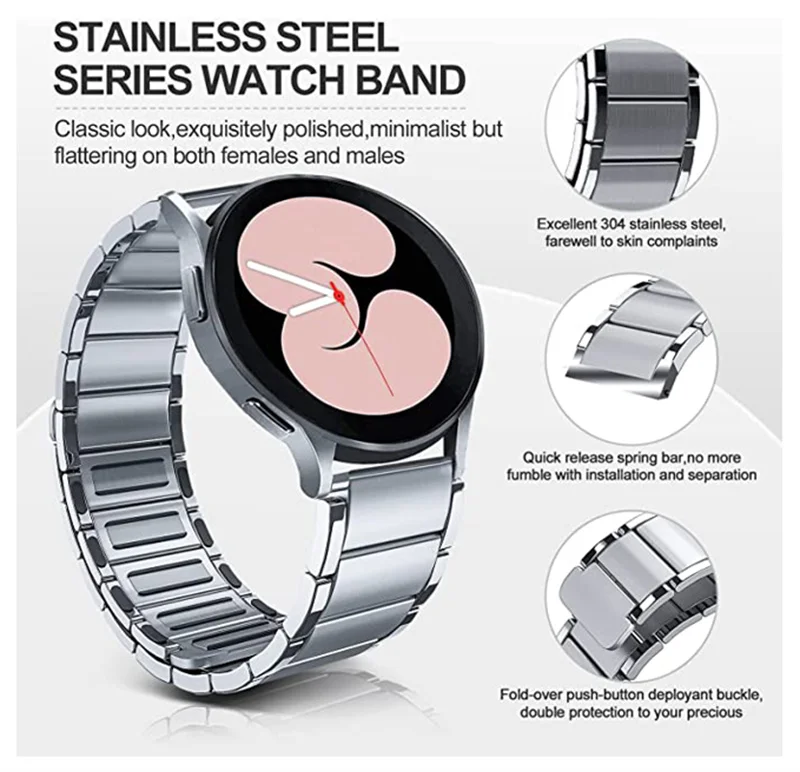 22mm 20mm Watch Band For Samsung Galaxy Watch 4/5/6/Classic/Active 2/Gear S3/Huawei GT2/3/4 Amazfit GTR GTS Magnetic Metal Strap