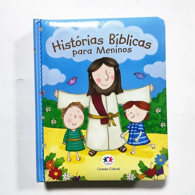 

Portuguese hardcover children's cardboard storybook Historias Biblicas Para Meninos, early education and intelligence books
