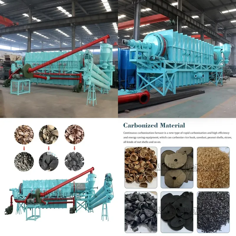 300kg/h Sawdust Charcoal Biochar Sugarcane Bagasse Making Machine Continuous Carbonization Furnace Easy to Install Price