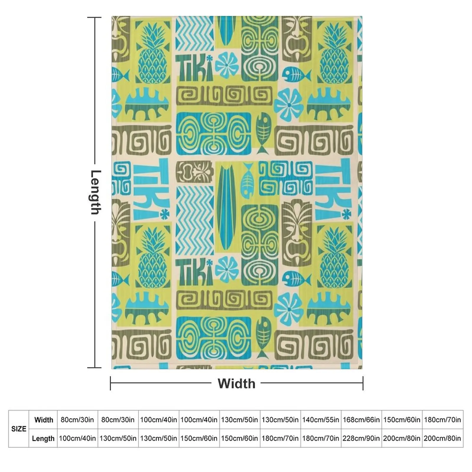 Tiki Time Luau Party Pattern Throw Blanket Personalized Gift warm winter Luxury Throw Flannel Warm Flannel Fabric Blankets