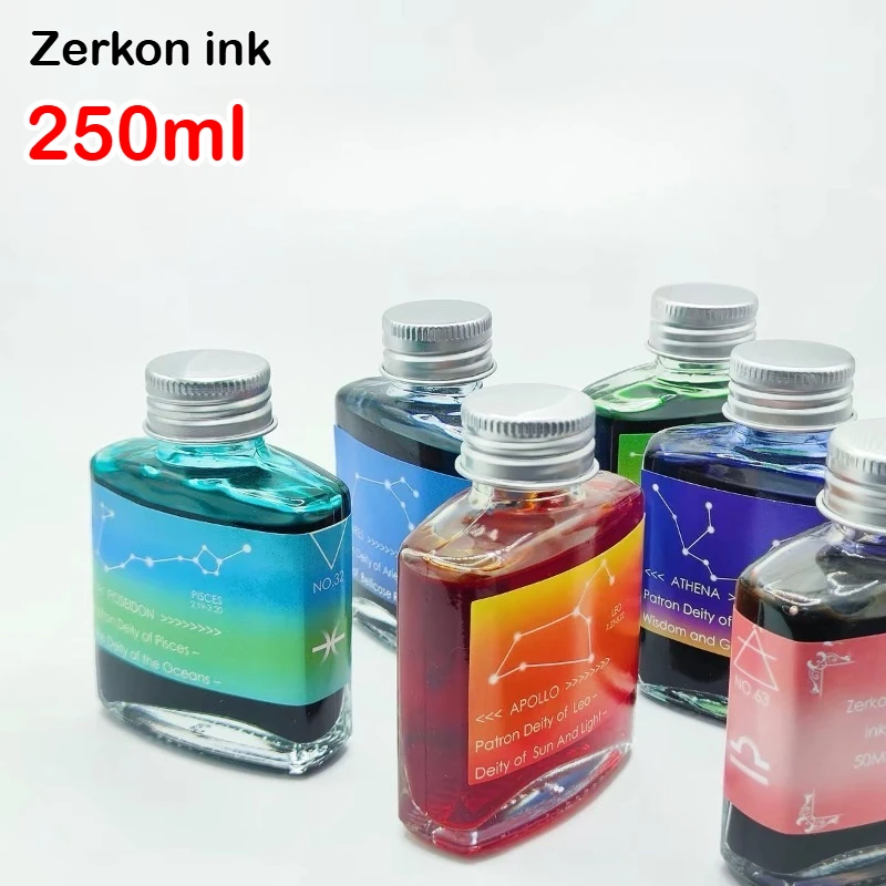 Zerkon ink 250ml 59 Colors Sheen Fountain Pen Ink Gradient Color Ink School Supplies for Hongdian Majohn JINHAO Stationery