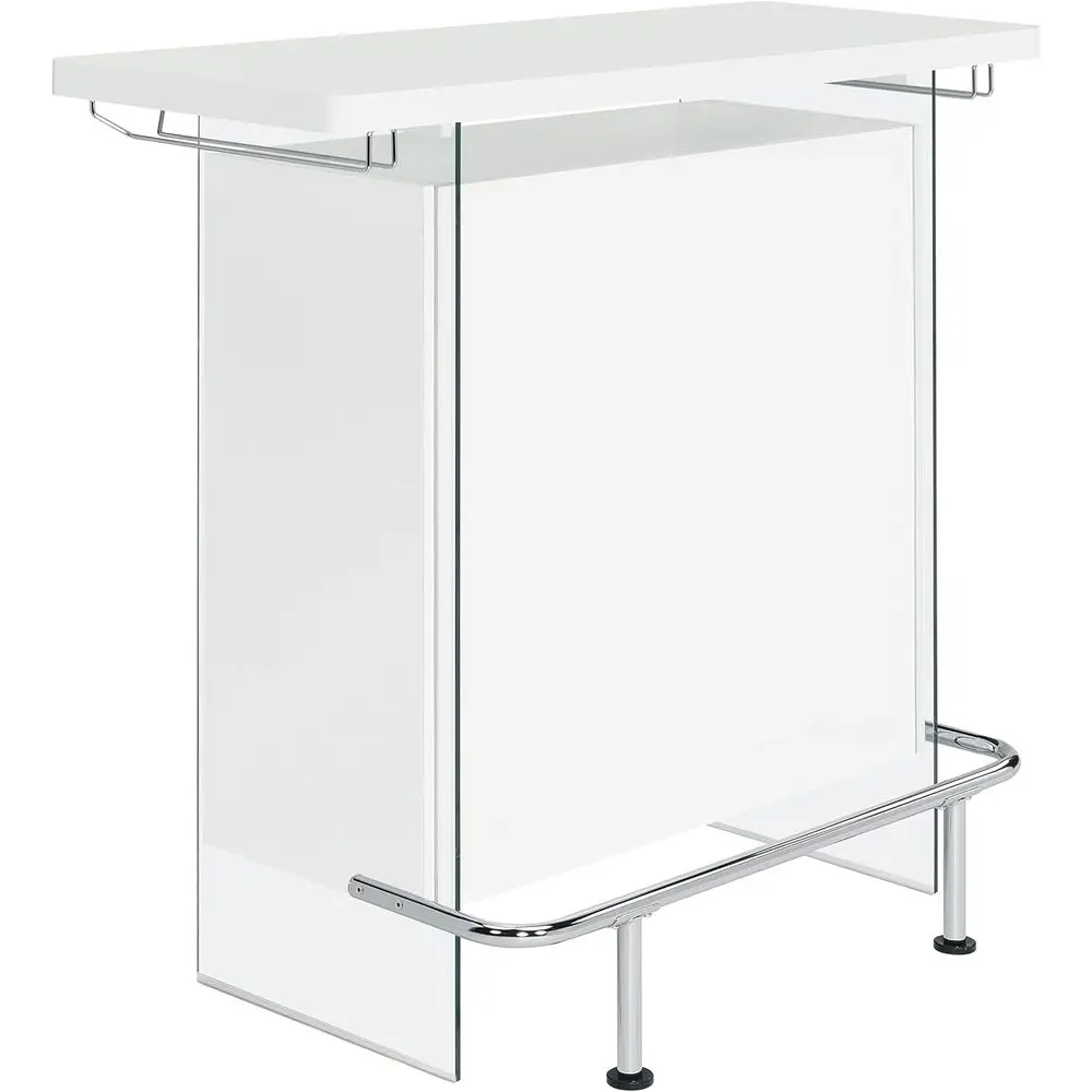 

47 Standing Wine Cabinet in White Gloss with Chrome Accents and Clear Glass