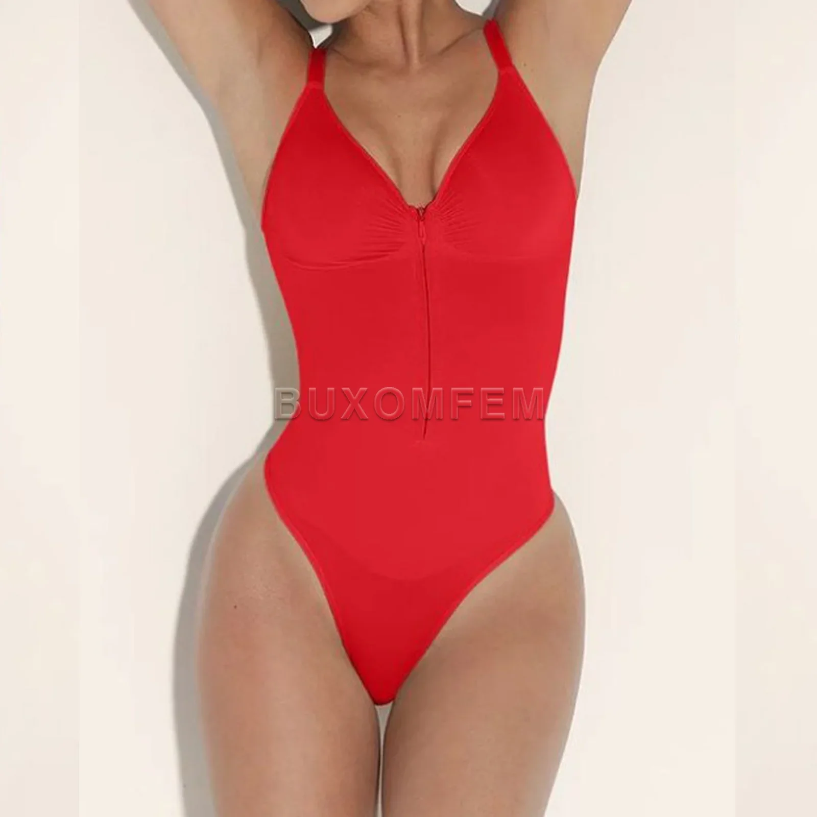 Damen ärmelloser, figurbetonter Jumpsuit: Dehnbar, atmungsaktiv, farbenfroh, bauchkontrollierend, für den Strand, Triangel-Shapewear – Detail 13