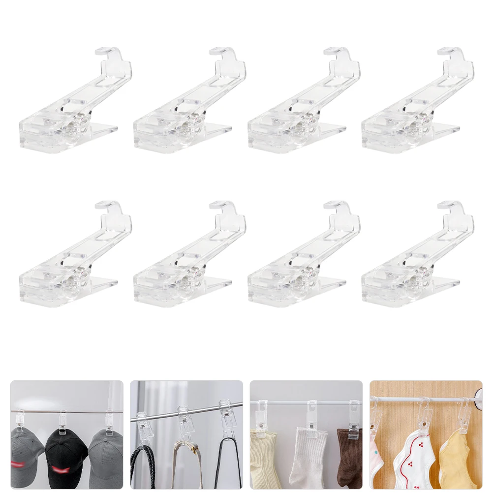 

8pcs Hangers Clips Plastic Clothes Clips Surface Heavy Duty Anti-Slip Windproof For Pants Skirts Ties Scarves Laundry Drying