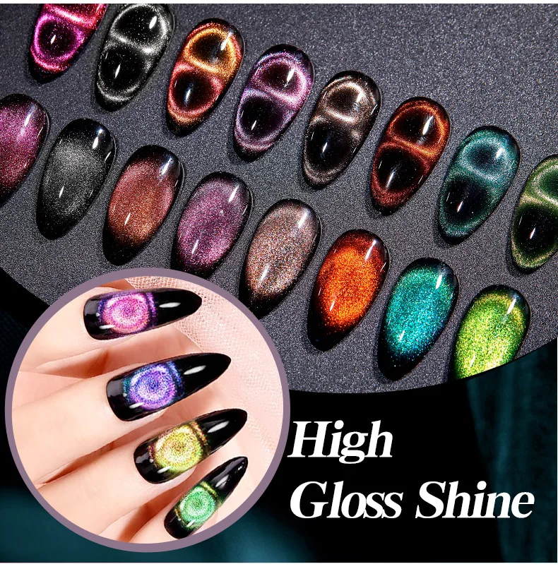 Galaxy Gel-Nagellack, 12-teiliges Jelly-Nagelset, glitzerndes Cat-Eye-Nagellack-Set mit Farbwechsel, Schatzkasten-Kollektion mit 4 Stück B