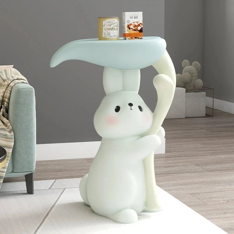 Nordic Modern Nightstands Small Space Cute Kawaii Rabbit Bedside Table Resin Comfortable Simple Narrow Muebles Bedroom Furniture