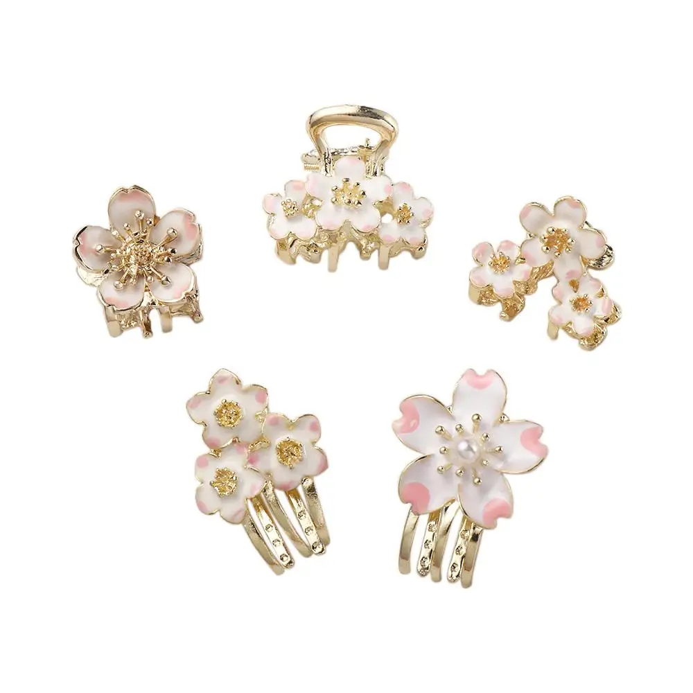 Girls Small Cute Flowers Metal Hair Claws Cherry blossom Hair Clips Headband Hairpins Hair Oranment Fashion Hair Accessories