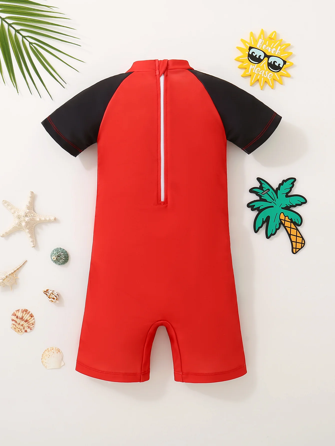 Baby Boys Summer Color Block Swimsuit Cute One-Piece Swimming Suits for Toddlers Infant Male Swimwear Fashionable And Handsome