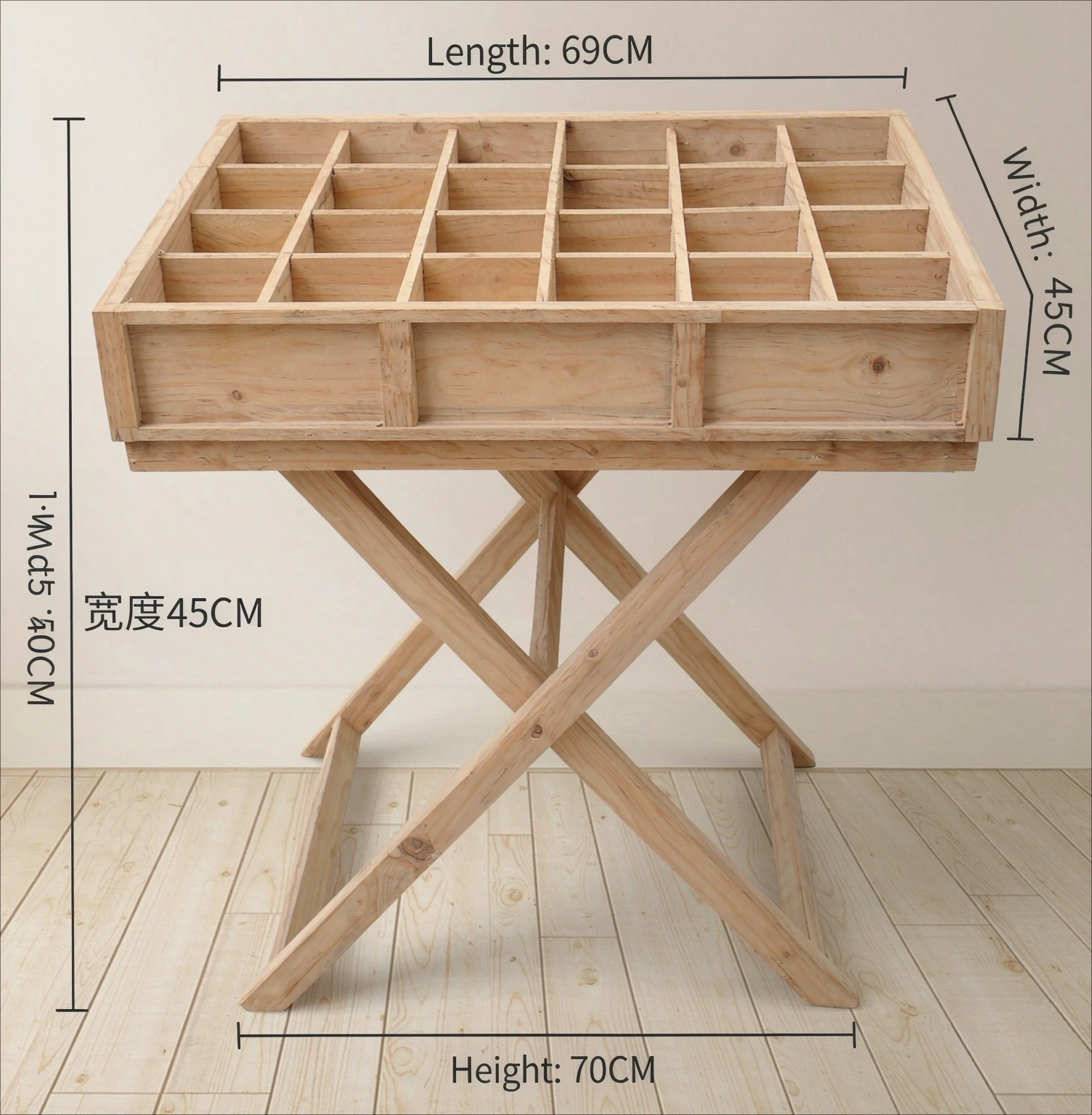 Rustic Wooden 24 Grid Cube Shelf Vintage Distressed Wall Mount Display Rack Flower Pot Stand for Living Room Balcony Entryway