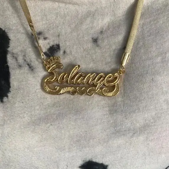 قلادة مخصصة مزدوجة اسم ، عالية الجودة ، الفولاذ المقاوم للصدأ ، سلسلة ثعبان ، هدية شخصية لها ، ثلاثية الأبعاد 18k الذهب