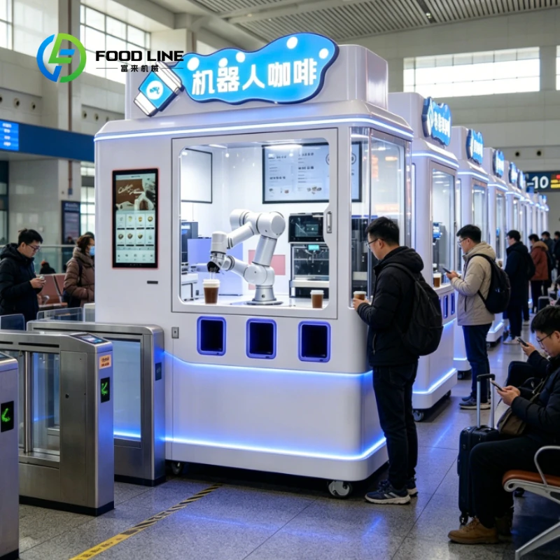 Customized Unmanned Robotic Arm Coffee Vending Machine, Touch Screen Self-Service Coffee Unit Smart Automatic Maker
