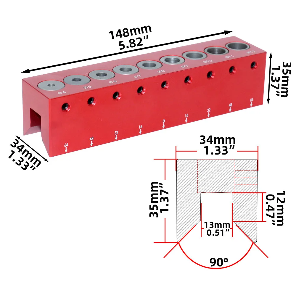 Fonson-Pocket Hole Doweling Jig, 45 Graus, Auto-Centramento, Vertical, Guia de Perfuração, Punching Hole Locator, Carpintaria, 4mm-12mm