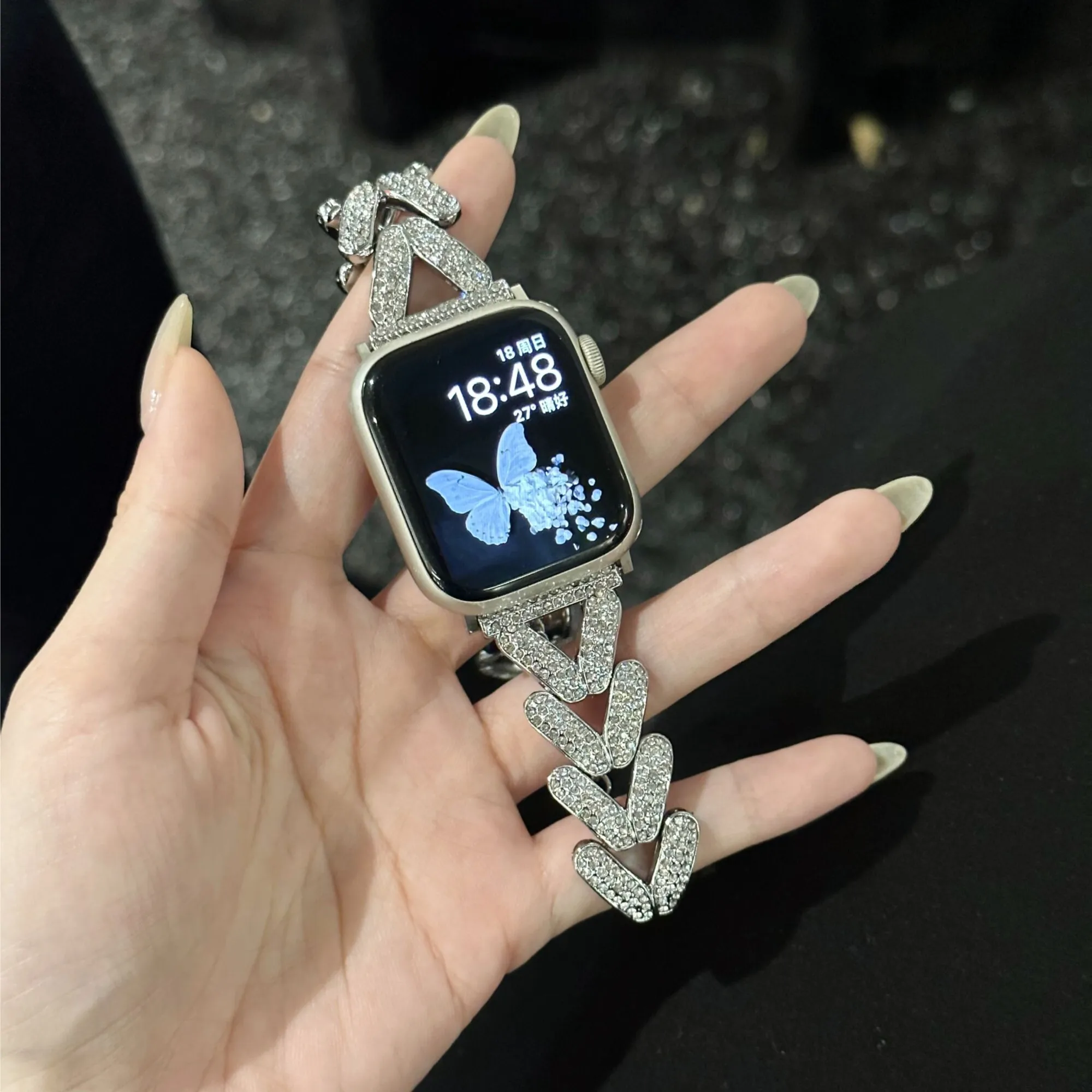 Bling Band for Apple Watch Strap 40mm 41mm 42mm 38mm 46mm 44mm 45mm 49mm Diamond Metal Bracelet iWatch series 10 se Ultra 2 8 9