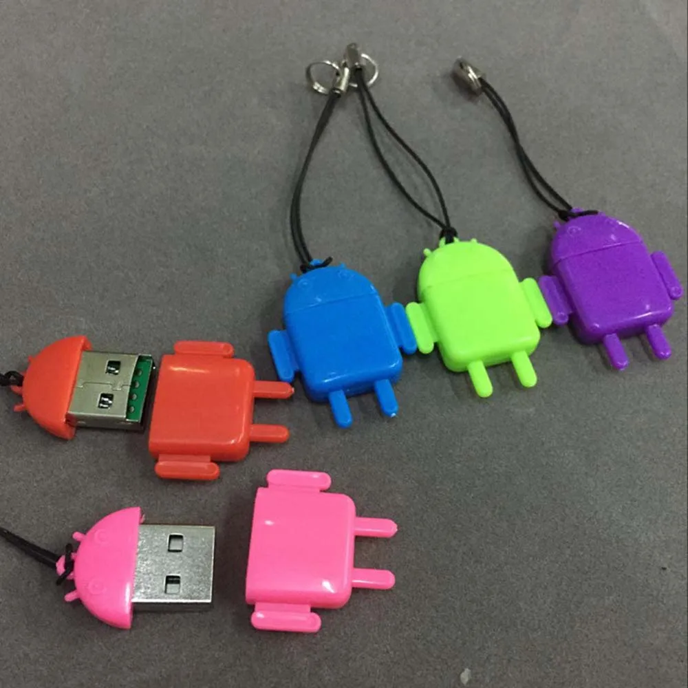 Mini  Creative gift  robot USB 2.0  TF Micro SD  card reader  Plastic Memory Card Reader