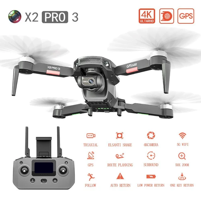 2022 NEW X2 Pro Drone 3 Axis Gimbal Camera Professional 8K GPS 5G FPV  3Kilometers 25 Minutes Brushless RC Quadcopter Toys