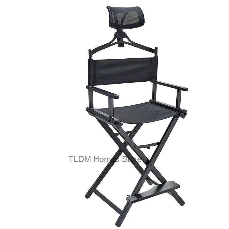 Fire Aluminum Alloy Folding Makeup Chair Stall Haircut Director Backrest Headrest Portable Outdoor Makeup Stool Recliner Chair